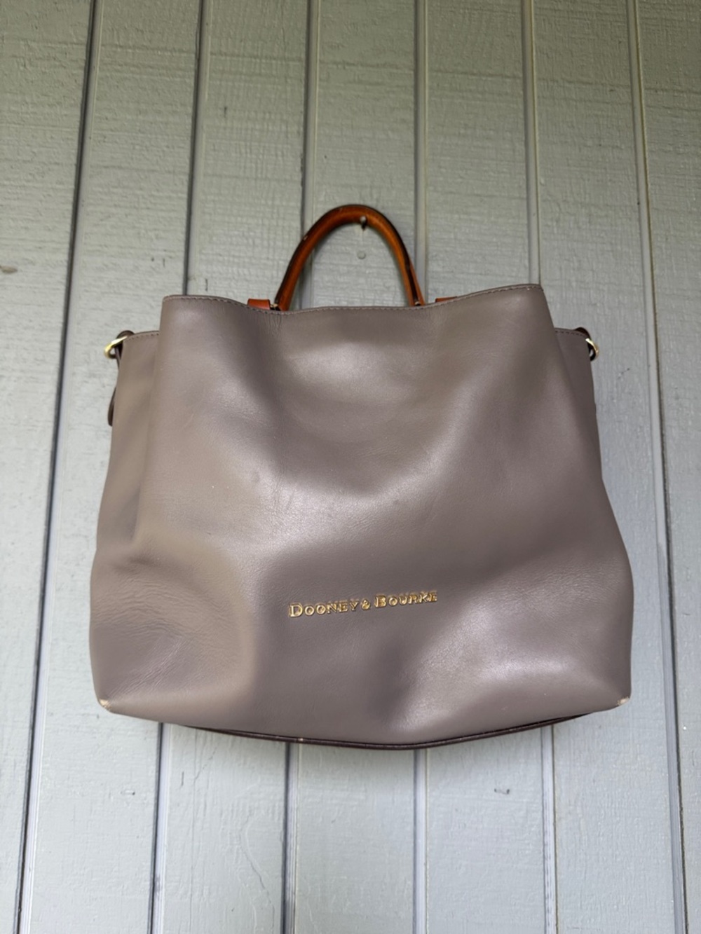 Dooney & Bourke Taupe Leather Tote with Leather Handles